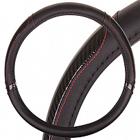 Оплетка SKYWAY Carbon-1 M (370-390мм) Черная экокожа /10шт